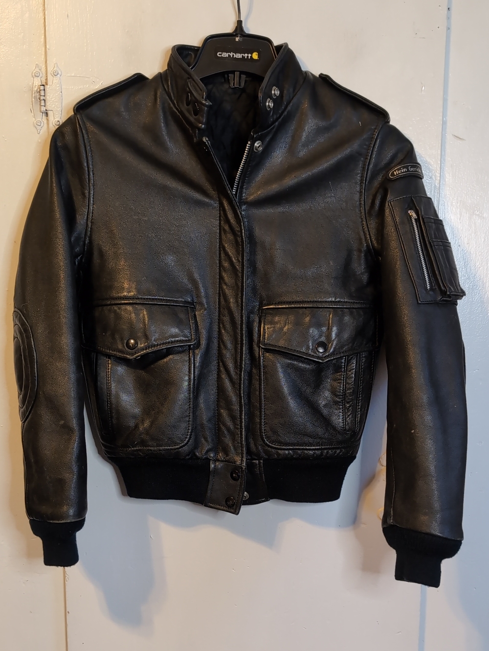 Vint. Hein Gericke Leather Motorcycle Bomber Jacket womens 32 (XS)